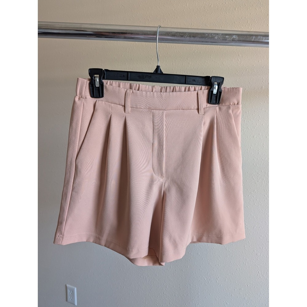 32 Degrees Cool Womens Pleated Dress Shorts Peach Pink High Rise Stretch Small